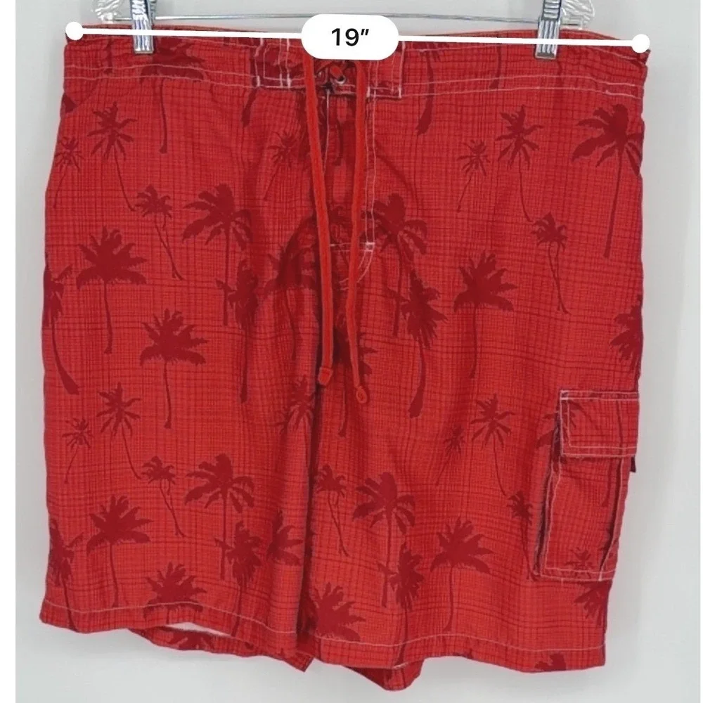 Junction West Orange Palm Tree‎ Cargo Board Shorts XL Beach Resortwear 101-10
